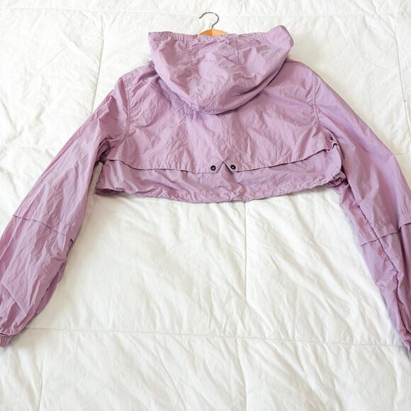 Zara Lavender Purple Cropped Hooded Windbreaker Jacket Size Medium - Picture 9 of 11